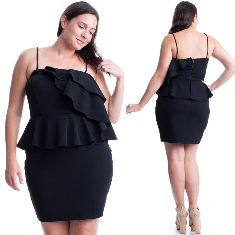 NEW PLUS SIZE BODYCON RUFFLE DRESS